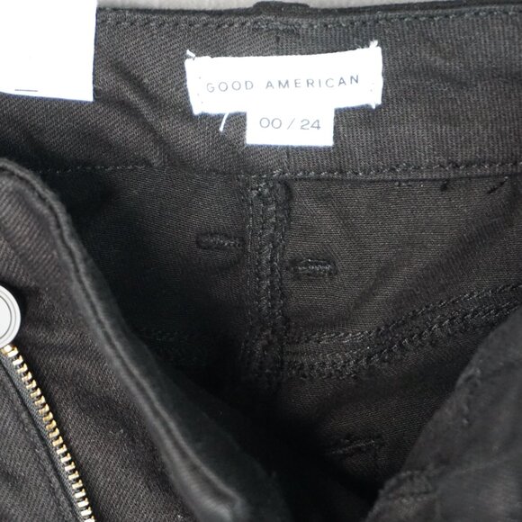 New Good American Good Classic Crossover Skinnyish Fit Jeans in Black Size 00/24 - Picture 15 of 16
